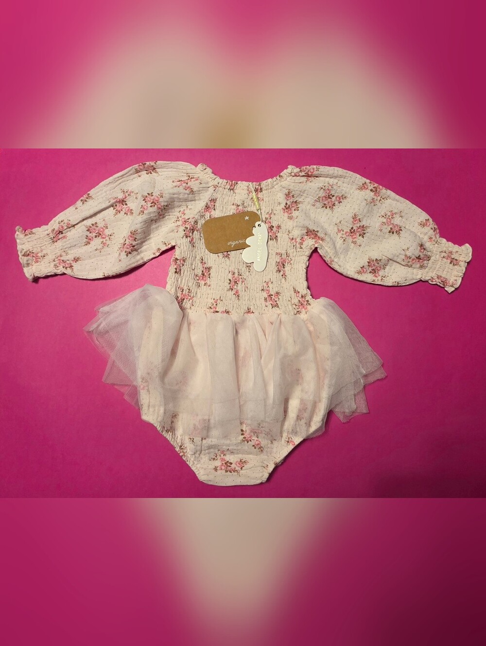 Angel Dear Floral Tulle Baby Dress Romper - Pink 6-12m NWT - Picture 9 of 10